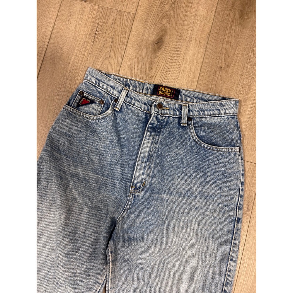 Vintage Faded Glory Womens High Rise Mom Jeans Light Acid Wash Tapered Size 12